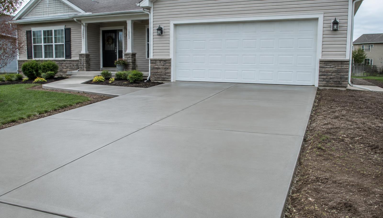 Finished concrete driveway and walkway